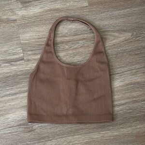 Cotton On Brown Ribbed Crop Top